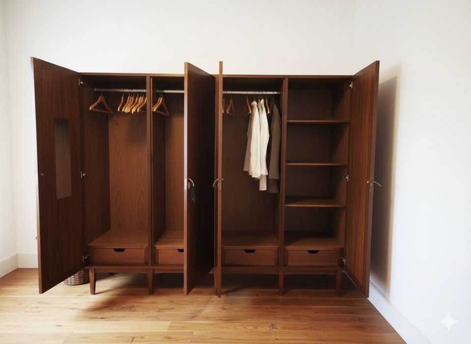 Roupeiro de 4 portas em madeira – muito espaçoso