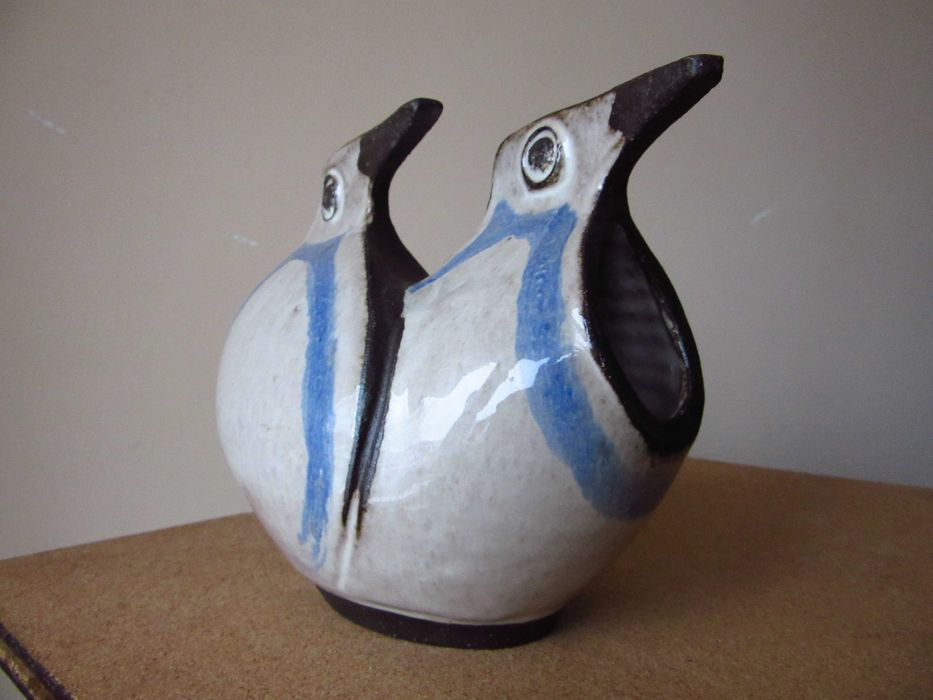 CHINY ceramika artystyczna, sygnowana rzeźba PTAKI, wazon, obiekt.