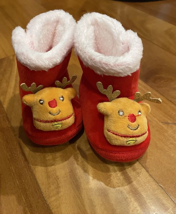 Pantufas bebe com renas natal