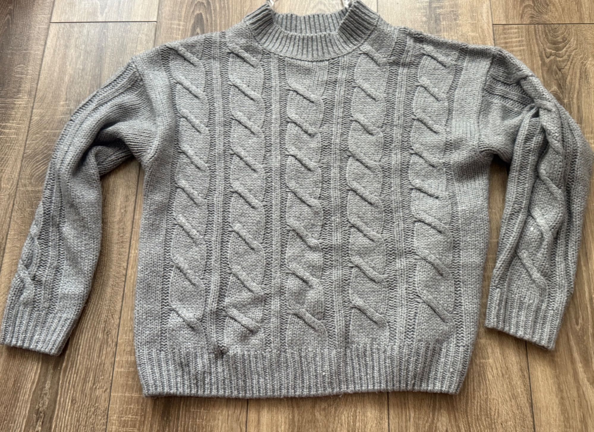 Sweter półgolf Calliope, rozmiar L, gruby warkocz, szary