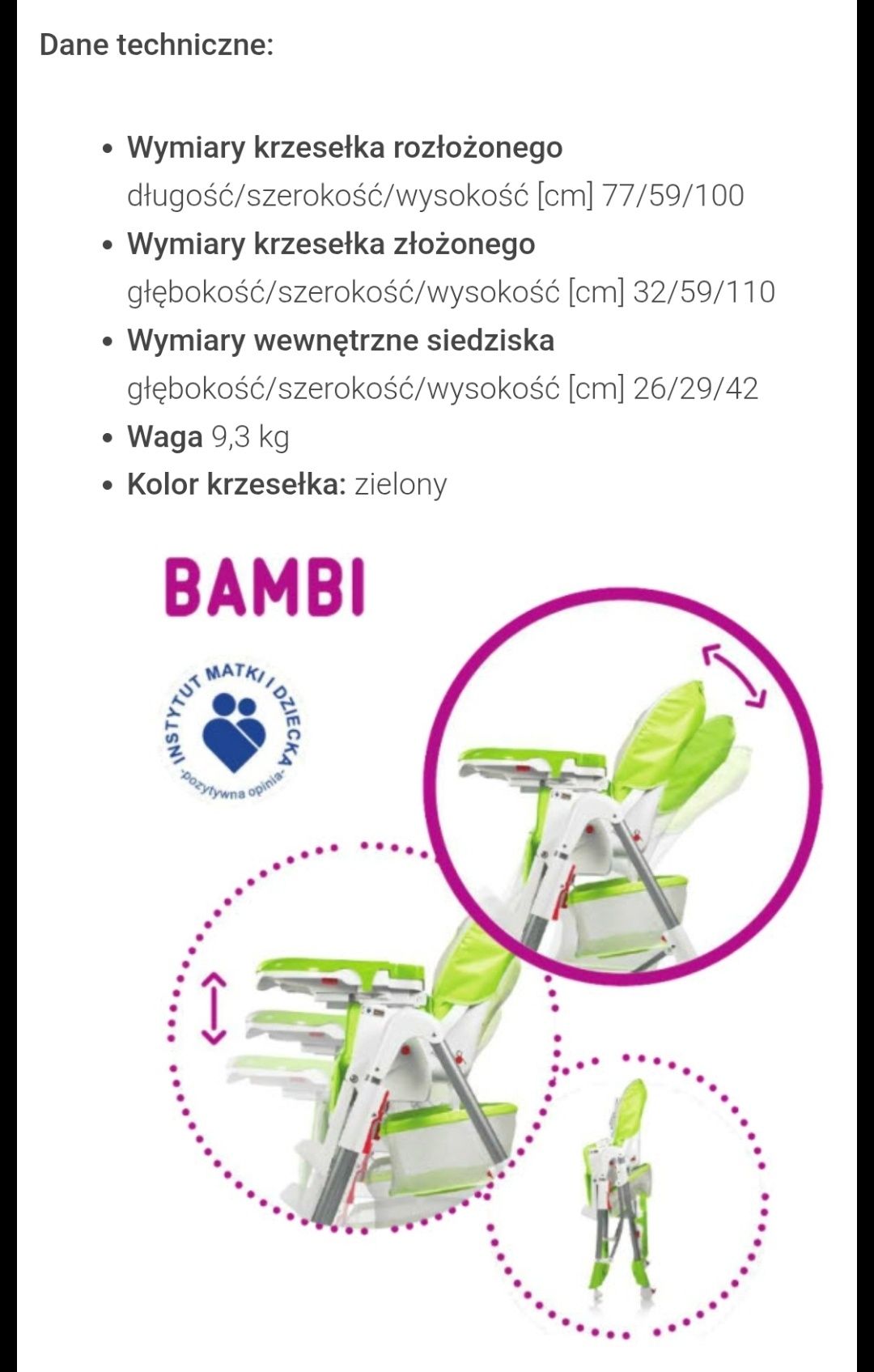 Praktyczne i solidne krzesełko do karmienia dziecka Bambi Baby Design