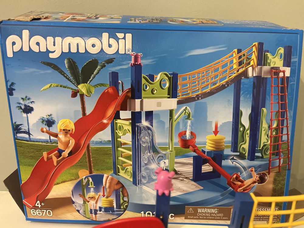 Zestaw playmobil i pudelko 6670 zjezdzalnia basen