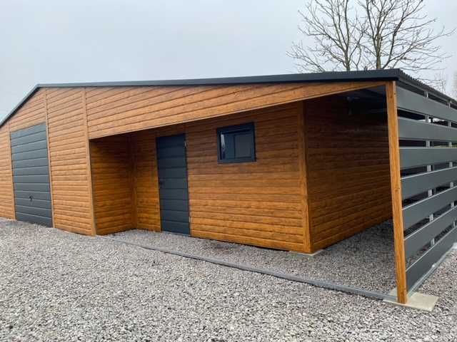 Garaż blaszany drewnopodobny 7x6 6x6 6x5,80 8x6 8x7 Wiaty Garaże