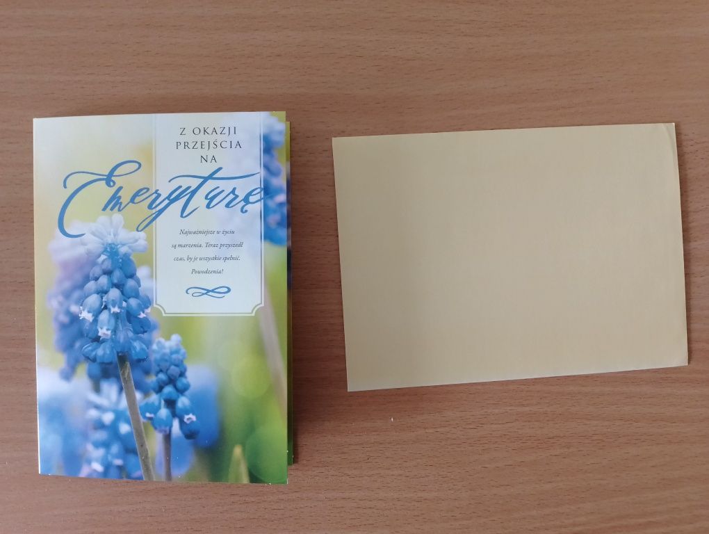 Kartka okolicznościowa z okazji przejścia na EMERYTURĘ, z kopertą