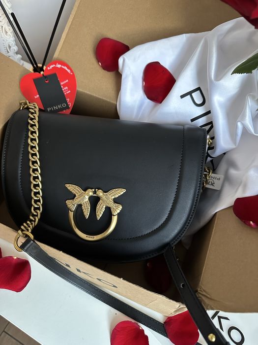 Torebka ze skóry naturalney w stylu Pinko