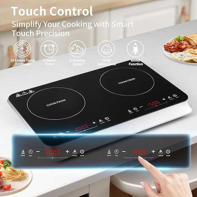 Płyta indukcyjna kuchenka nablatowa wolnostojąca przenośna 2 palniki