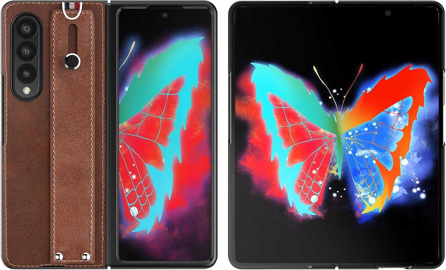 Cresee etui skórzane do Samsung Galaxy Z Fold 3 5G 360 pasek brązowe