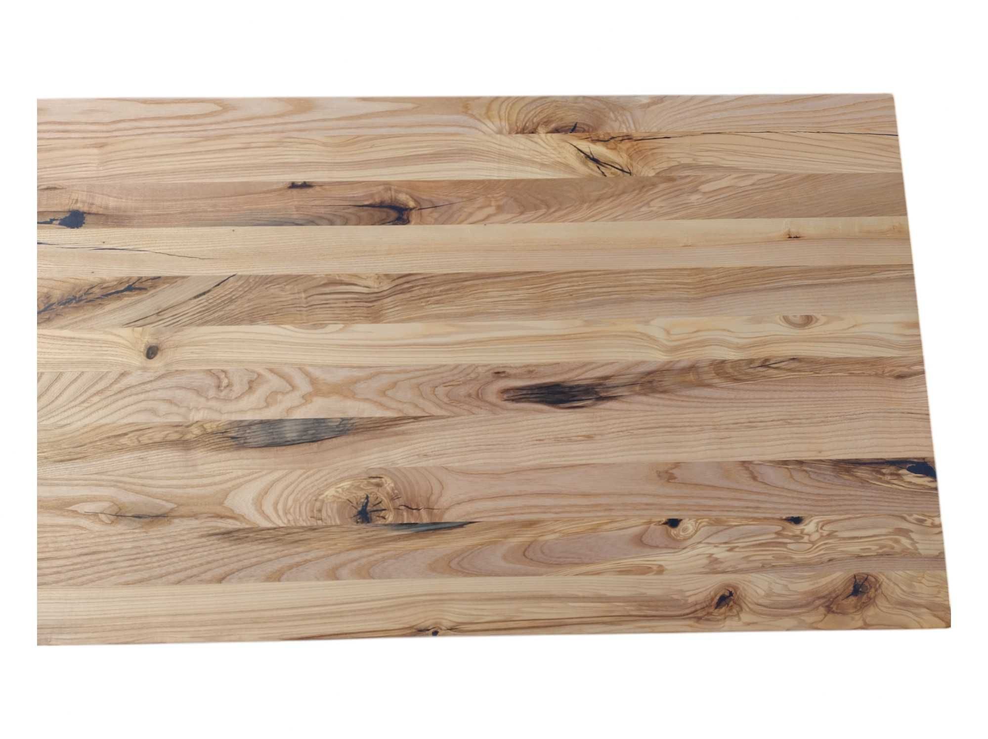 Blat z Litego Drewna Jesion Rustykalny 119x62x2,6cm Gotowy Olejowany