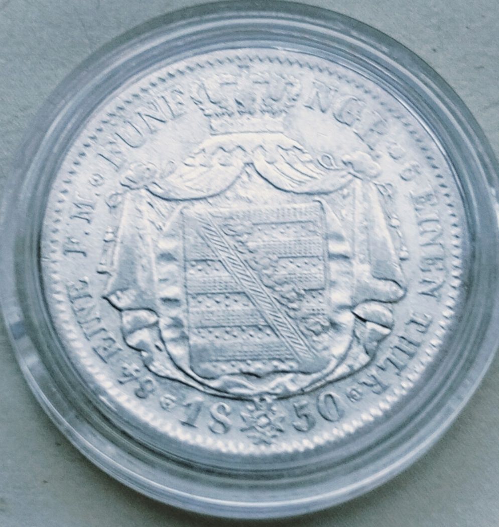 Saksonia 1/6 Talara 1850 r Fryderyk August srebro rzadka