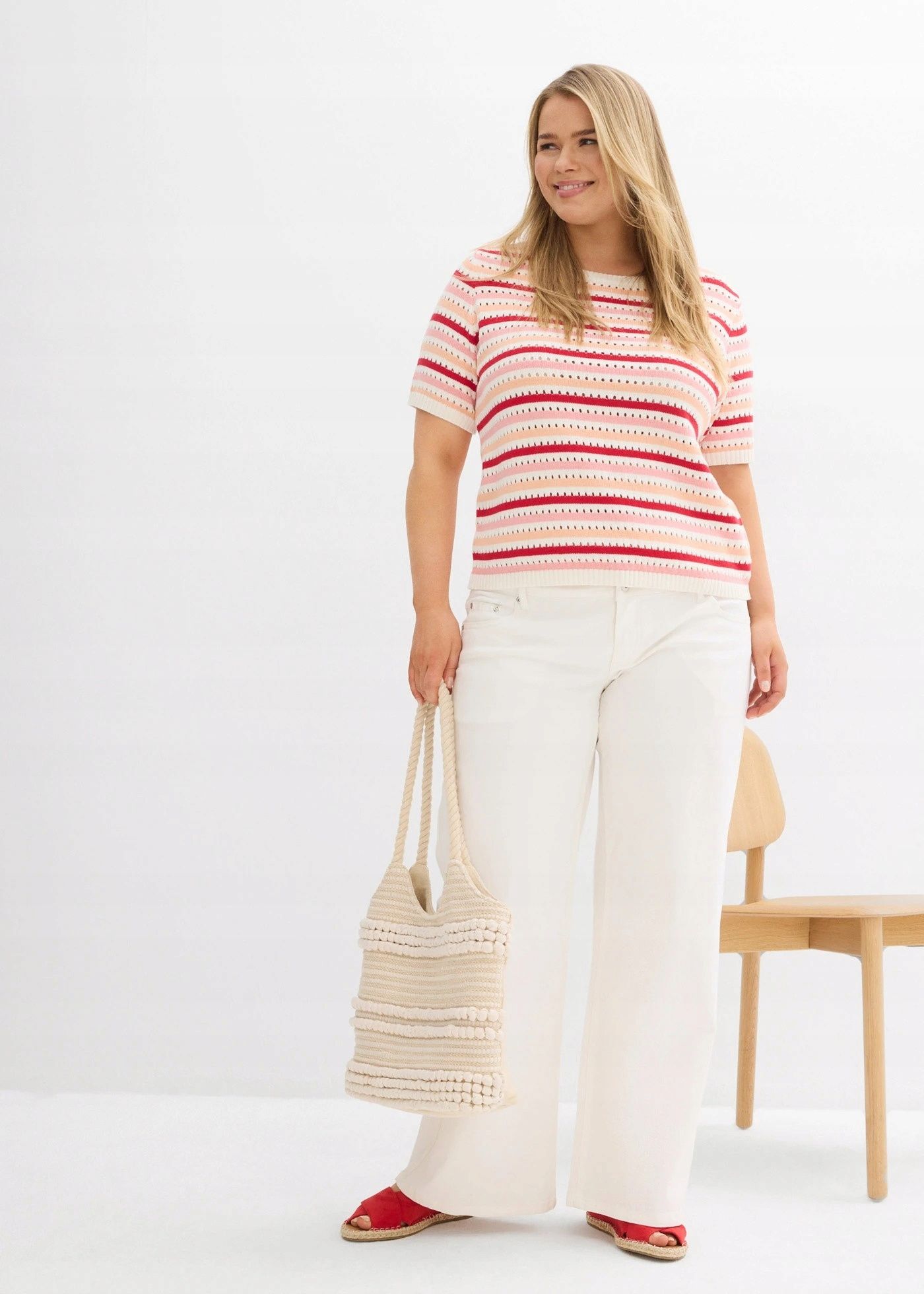 B.P.C jeansy damskie białe wide leg ^48