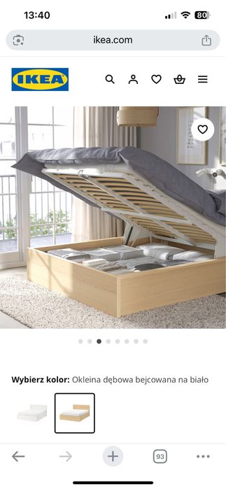 Łóżko Ikea Malm 140x200 ze schowkiem