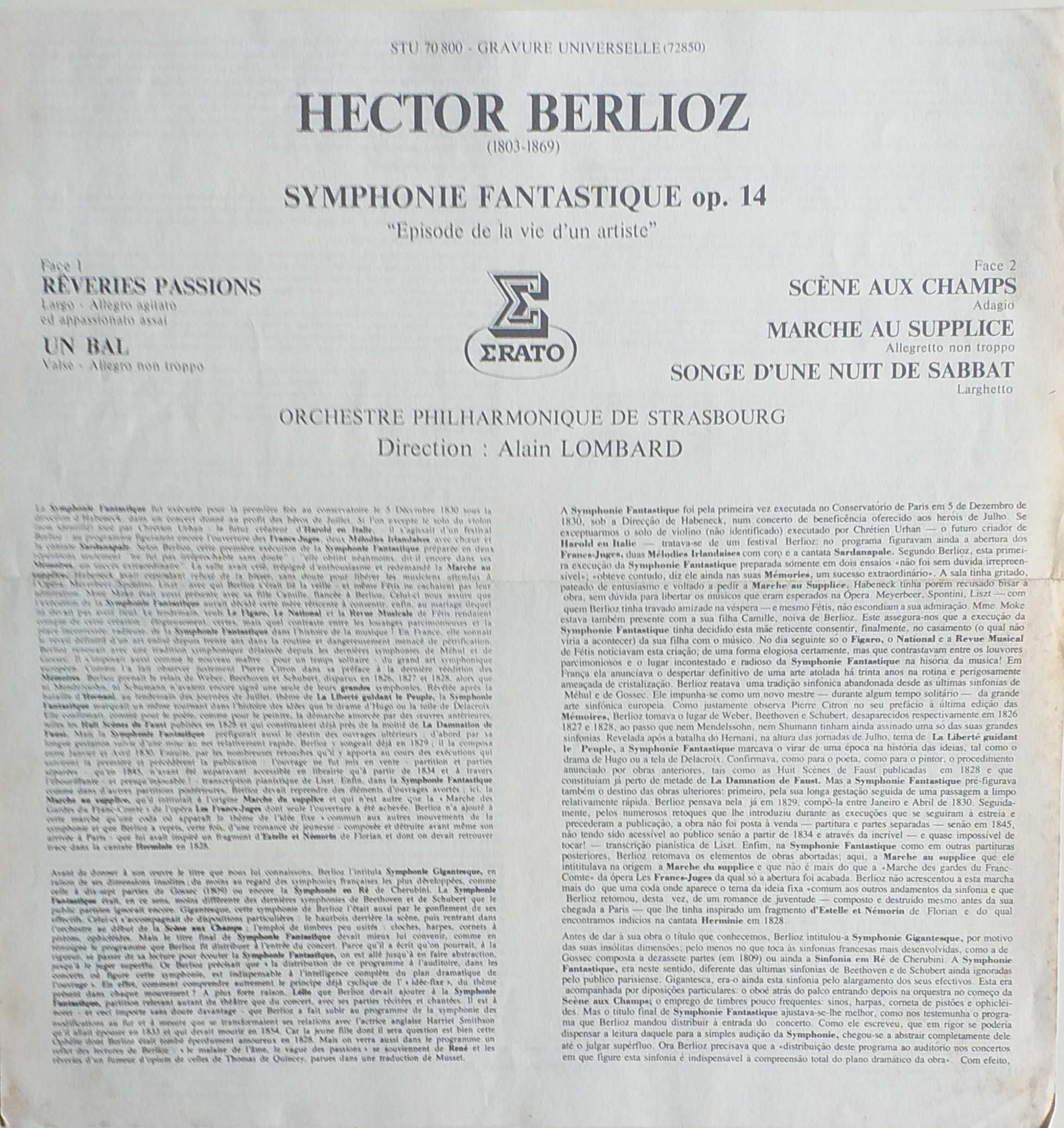 Berlioz- Symphonie Fantastique - OP Strasbourg Vinil LP