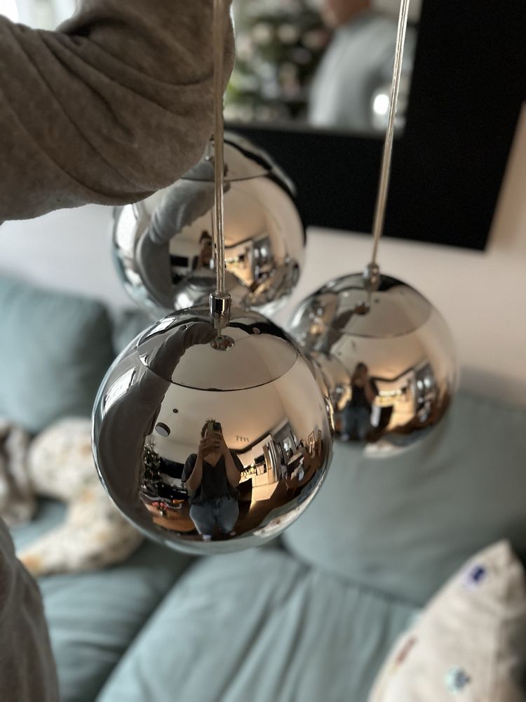 Lustrzana lampa sufitowa kule żyrandol szklany