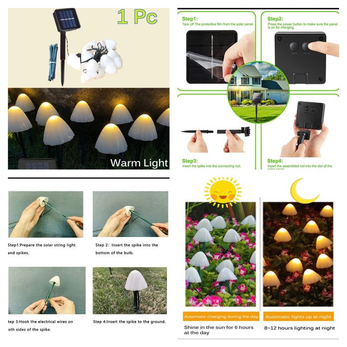 Гриби "Мухомори" на сонячній батареї,  садовий декор