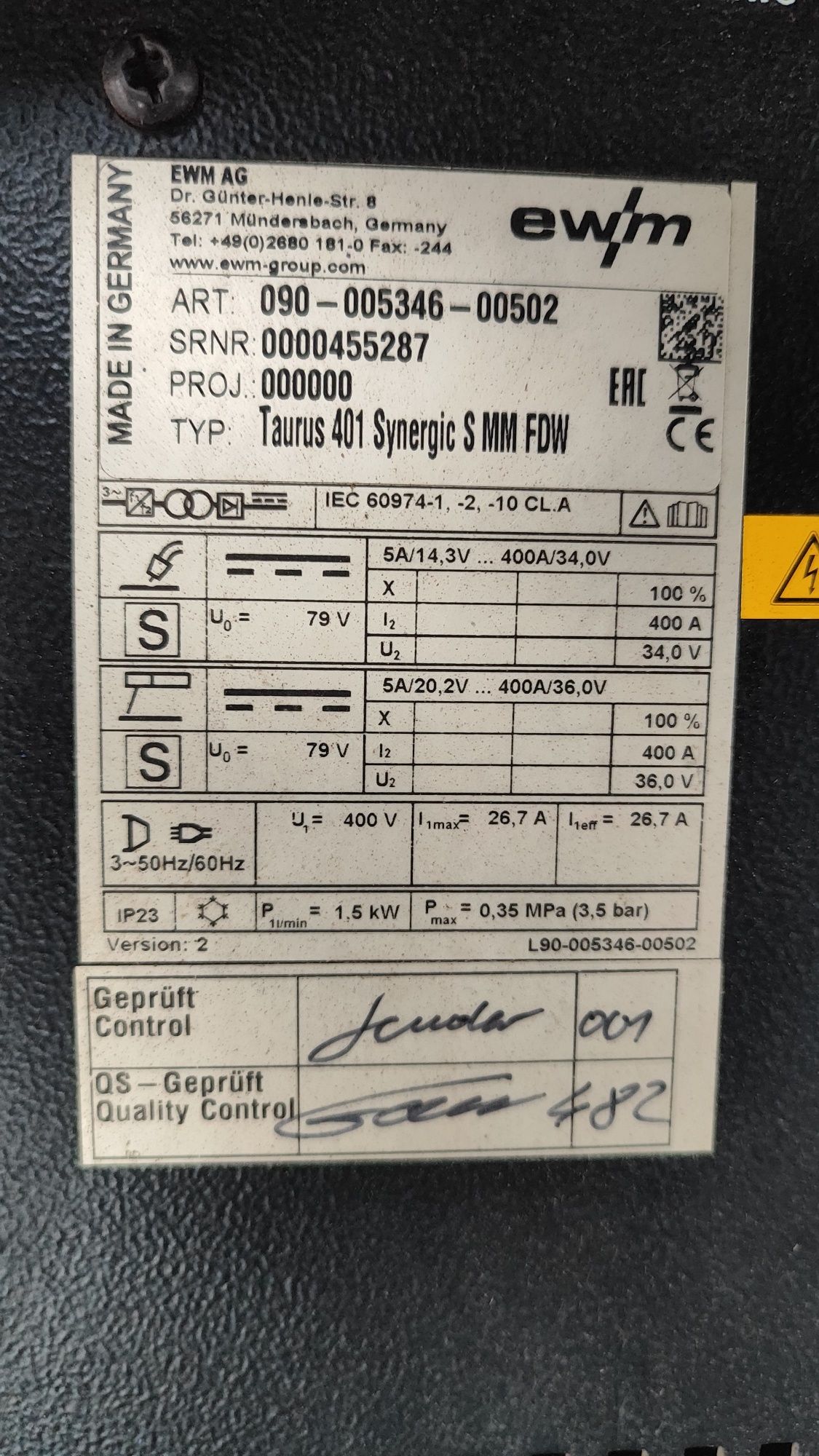 Spawarka EWM Taurus 401 synergic