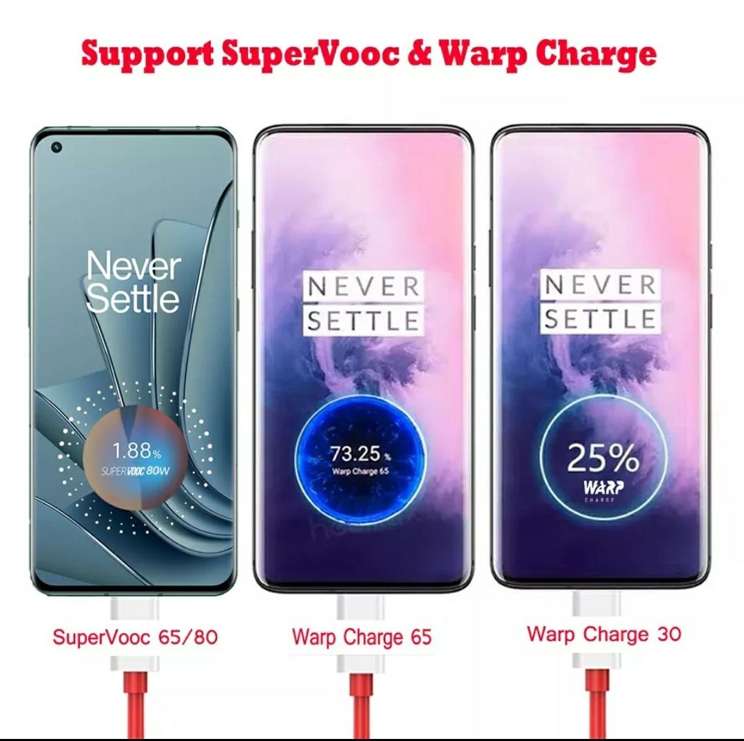 Кабель 1м, 1,5м, 2м OnePlus Warp Oppo Super Vooc Realme Dart Charge