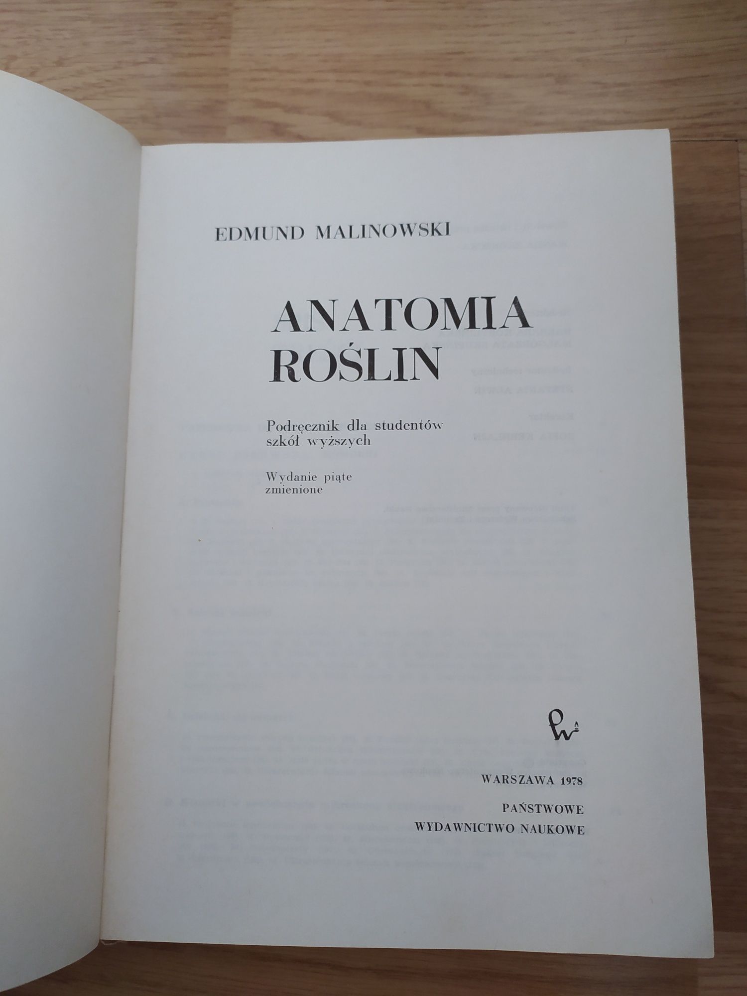 Anatomia Roślin, Edmunt Malinowski. Studia, PWN