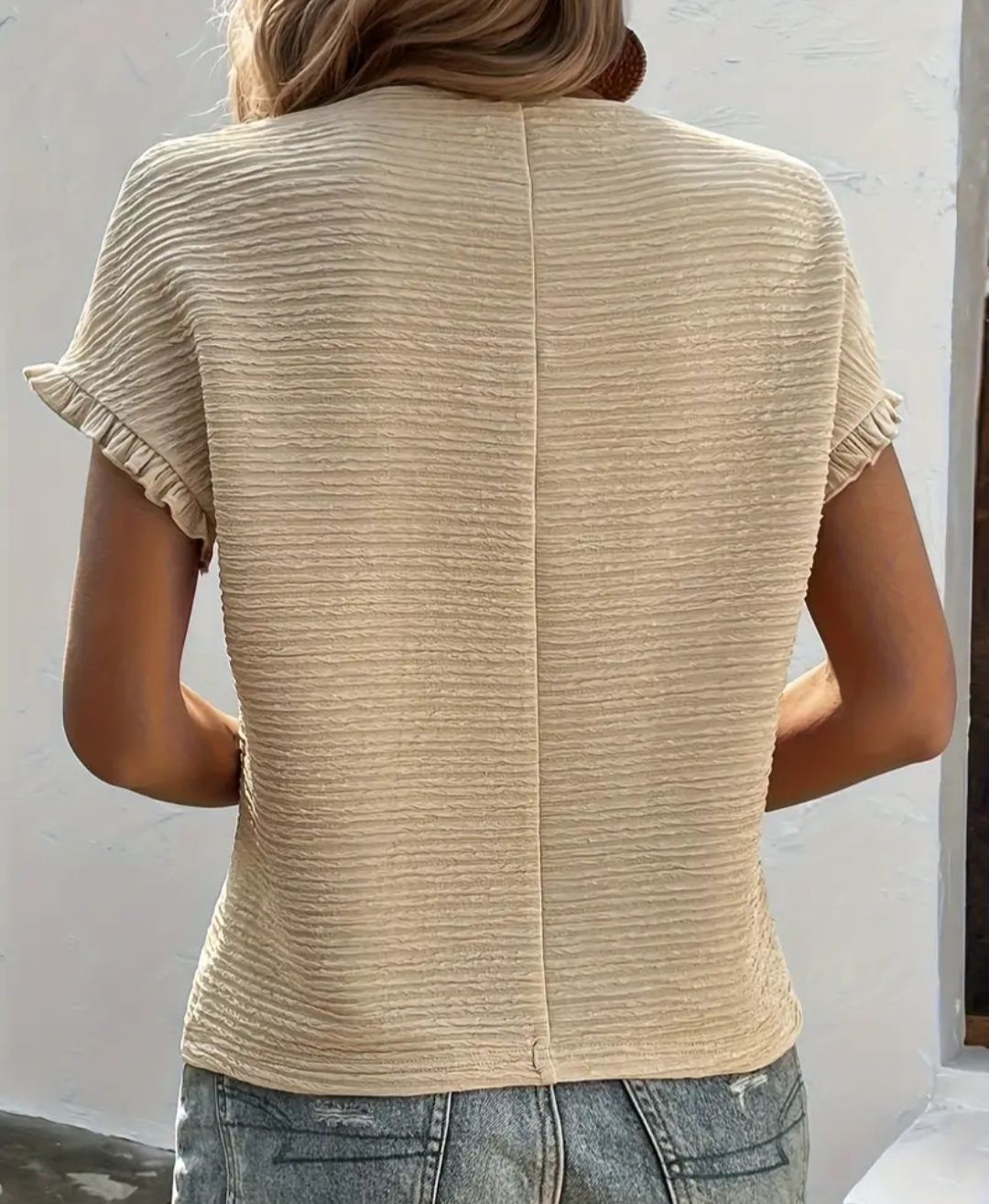Solidna swobodna bluzka damska plus size r 4/5 XL morelowa beżowa