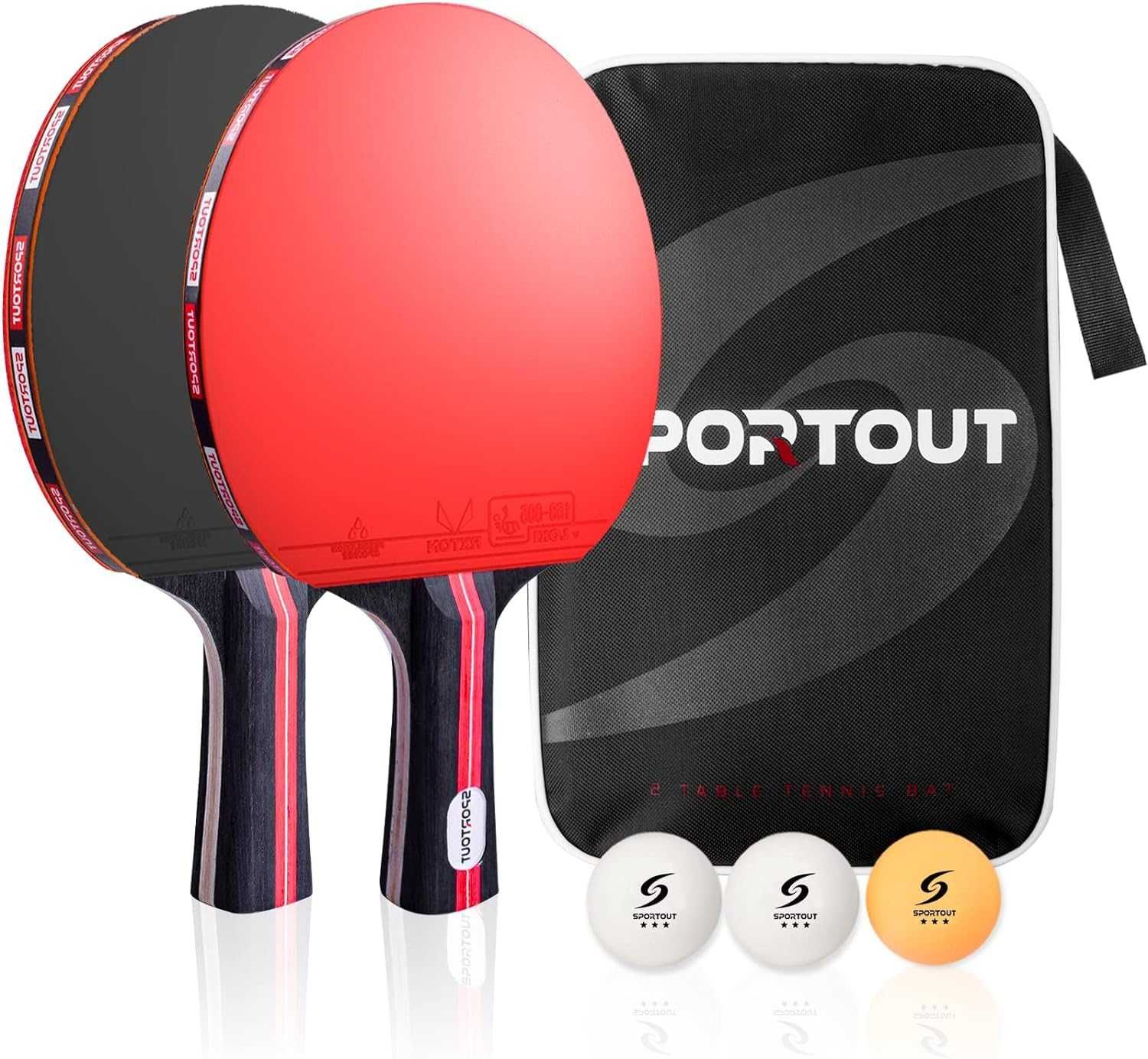 2 Raquetas de mesa ping pong madeira + 3 bolas + bolsa - NOVO