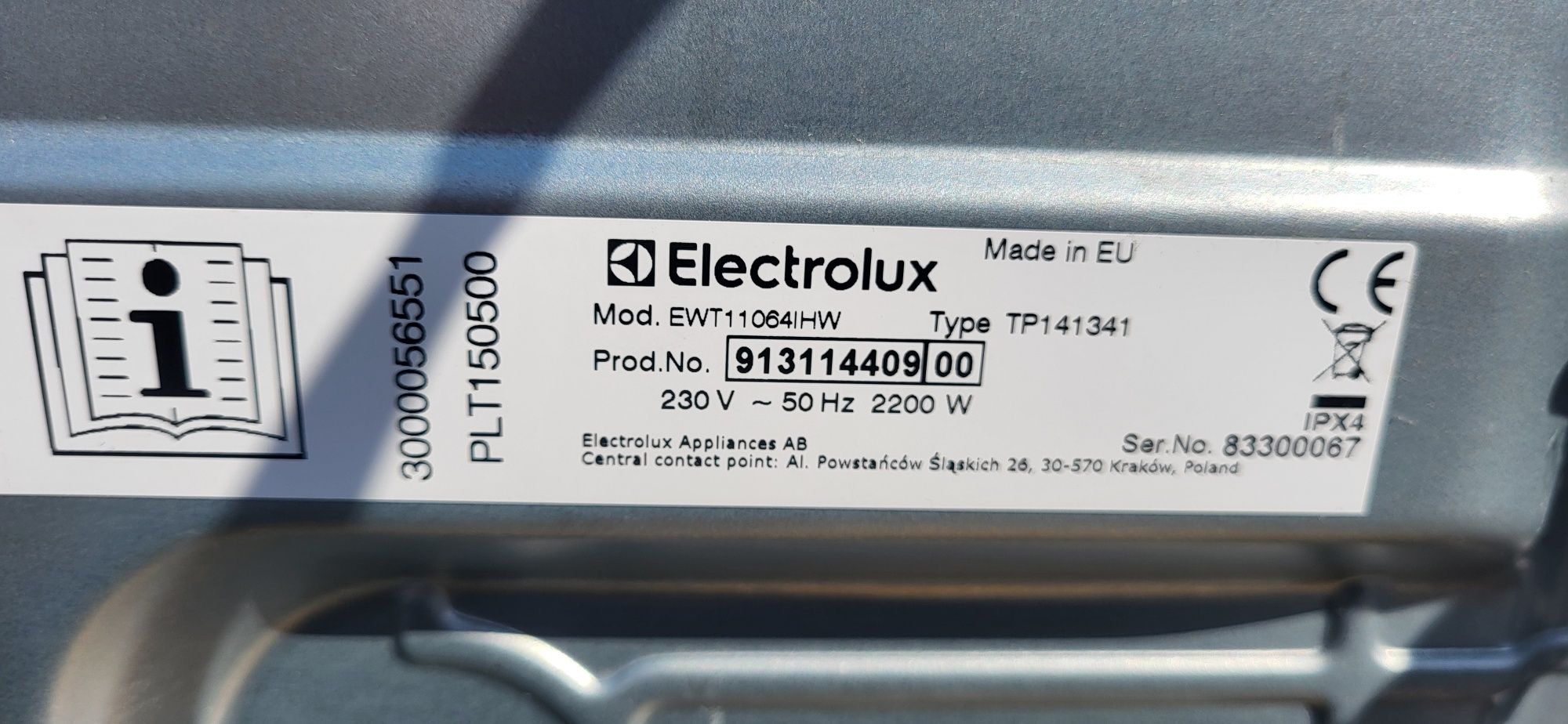 Pralka Electrolux EWT11064IHW, typ TP141341, jak nowa!!!