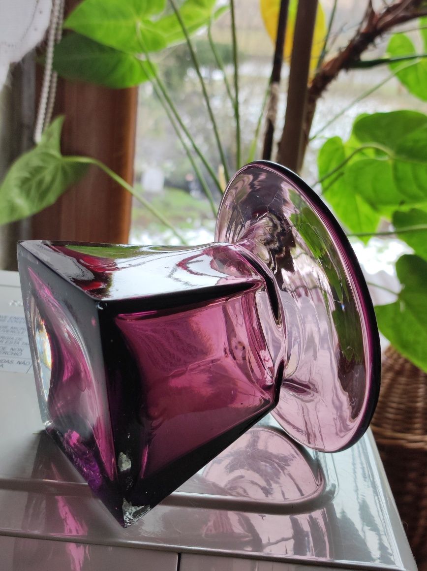 Świecznik / wazon piękne stare kolorowe szkło kolekcje