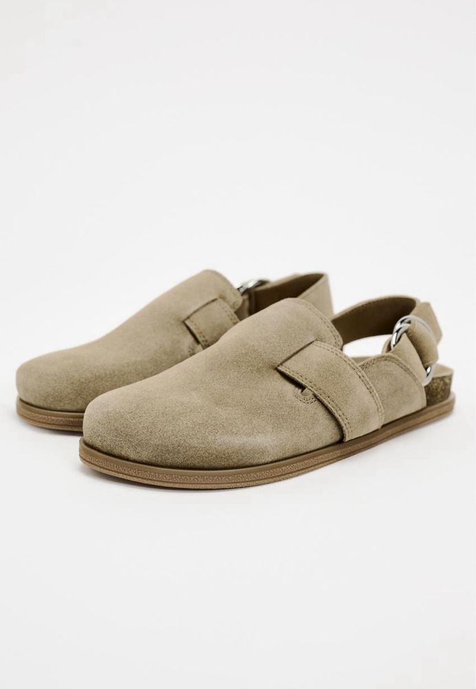 Замшеві клоги шльопки zara в стилі birkenstock 38/39