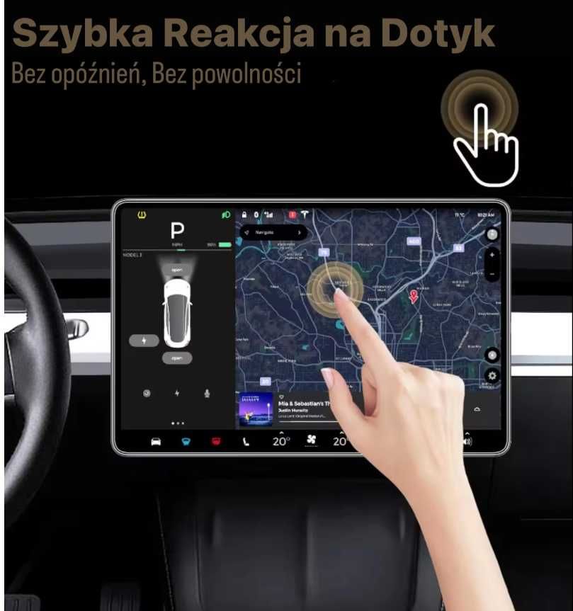 Szkło Hartowane do Tesli Model 3 / Y z ramką do montażu Maxi Group