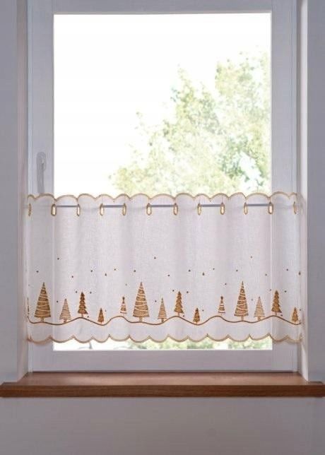 B.P.C prześwitująca zazdrostka ze złotym świątecznym haftem ^48x85cm