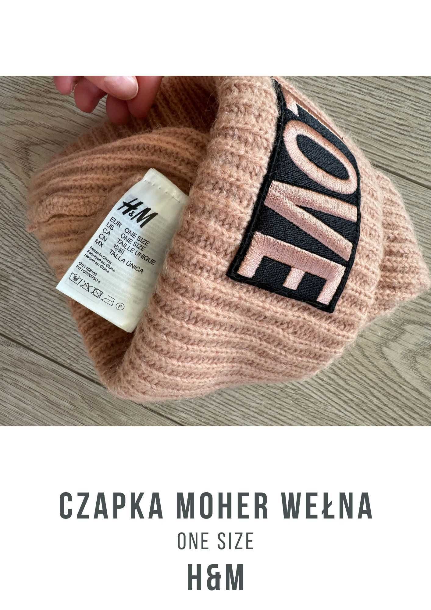 Czapka LOVE H&M z moheru i wełny