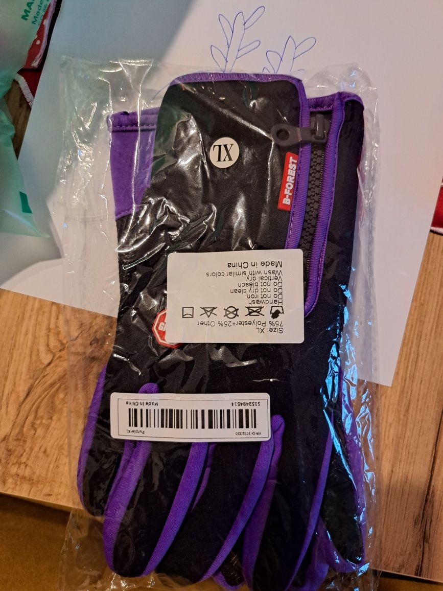 Rękawiczki Termoaktywne  kolor fioletowy-XL