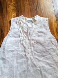Lniana koszula biała Wallis XXL elegancka z falbankami