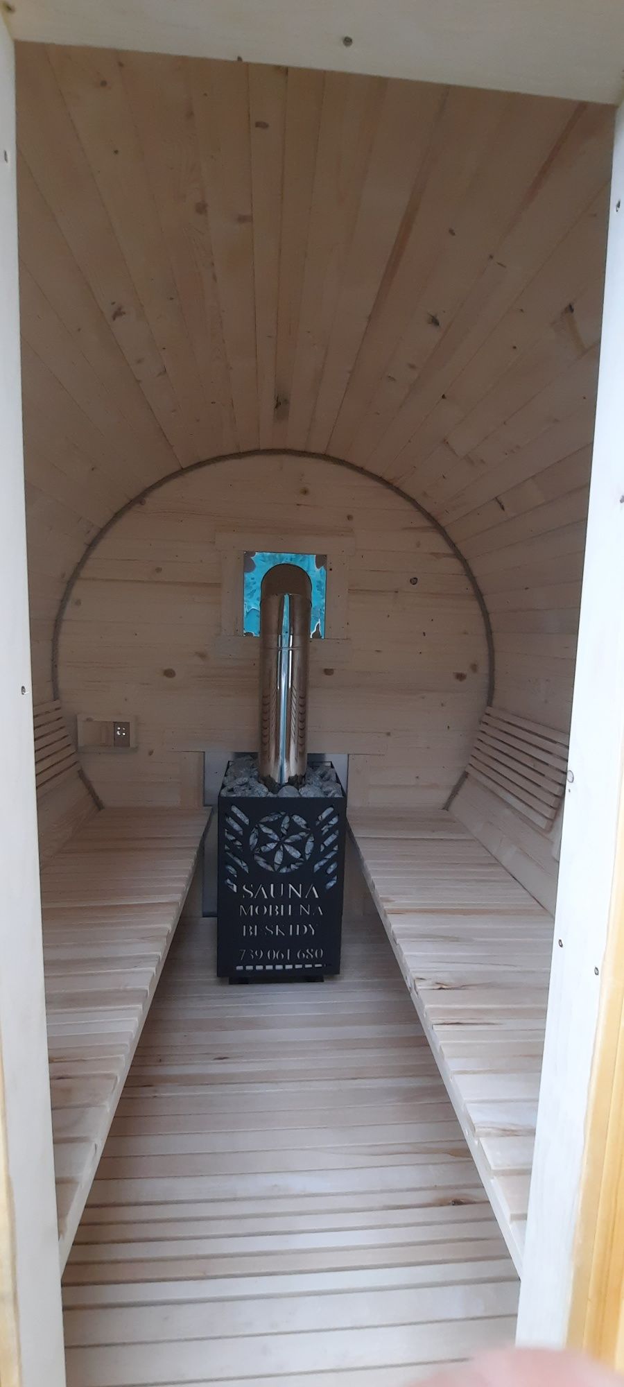 Sauna beczka mobilna sauna plus przyczepka