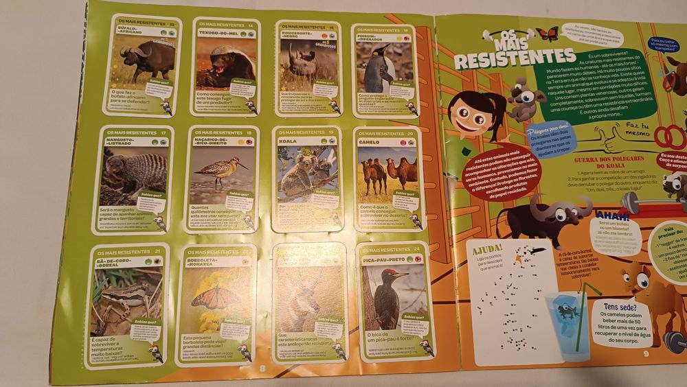 Caderneta Cromos Cartas. Super Animais. Pingo Doce