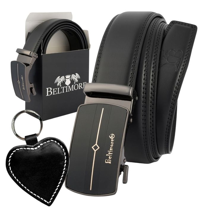 Pasek męski do spodni brelok serce prezent skóry 100 115 cm skórzany