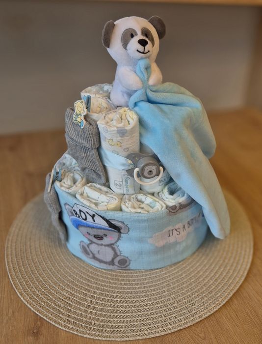 Tort z Pampersów - prezent, narodzimy dziecka, Baby Shower
