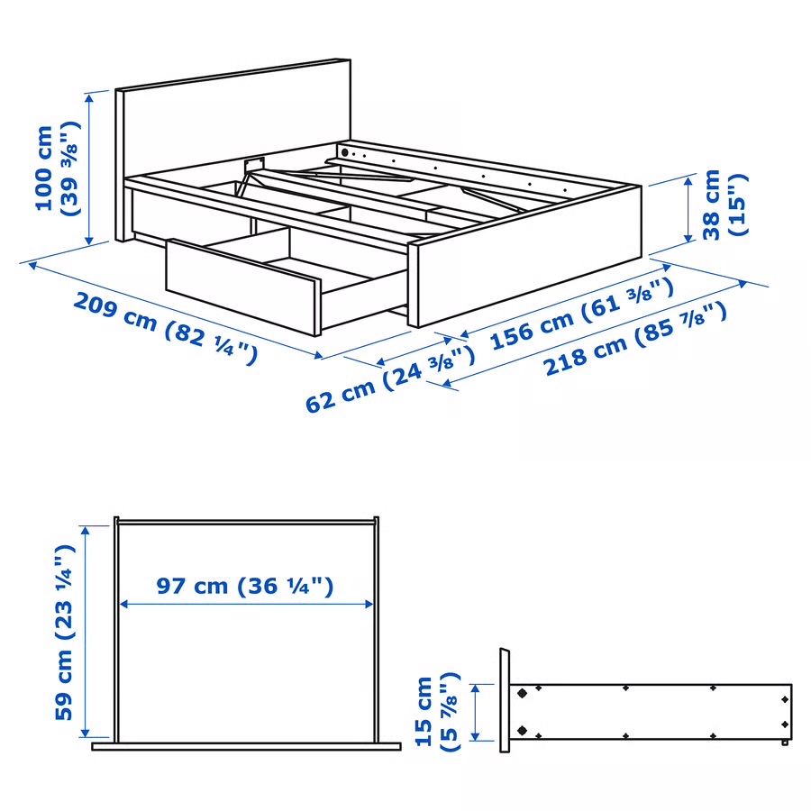Cama de casal ikea com gavetas (colchão incluido)