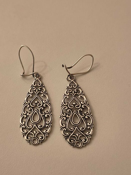 Kolczyki srebrne, azurowe, filigranowe