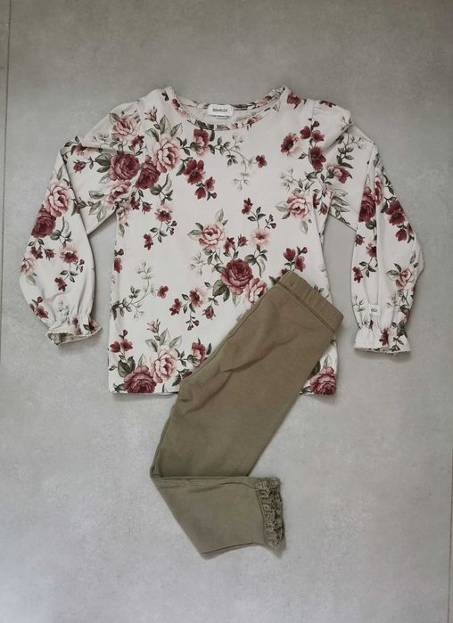 Newbie 92, Zestaw Bluzka w kwiaty + legginsy