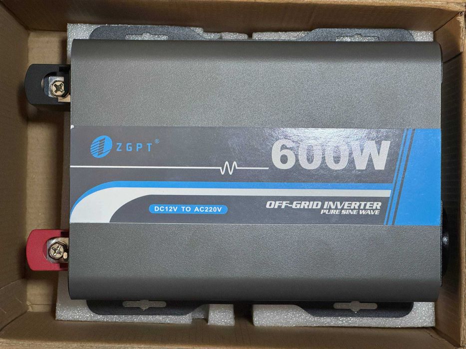 Інвертор ZGPT 12 220 перетворювач чистий синус 600 Вт / 1200 Вт, USB