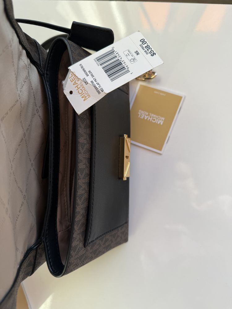 Nowa torebka Michael Kors brązowa monogram złote okucia
