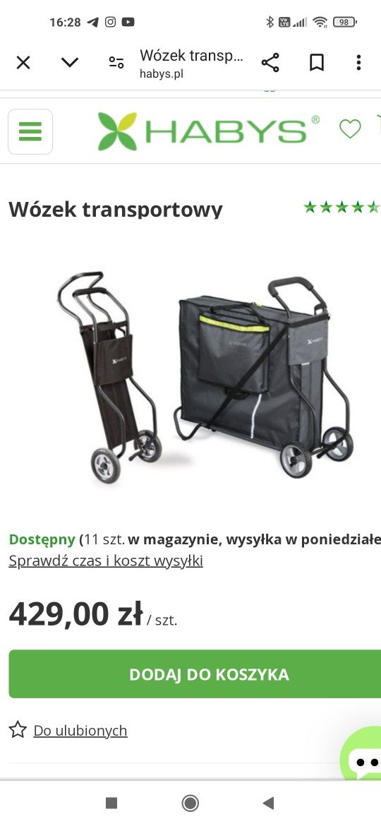 Wózek transportowy do stołu do masażu Habys