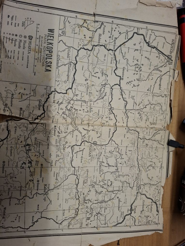 Wielkopolska mapa konturowa 1946r
