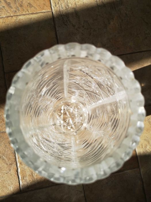 Wazon kryształowy PRZEDWOJENNY gruby kryształ ciężki wym. ok 37x15 cm