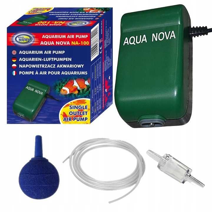 Napowietrzacz do Akwarium AQUA NOVA NA-100  130l/h + ZESTAW