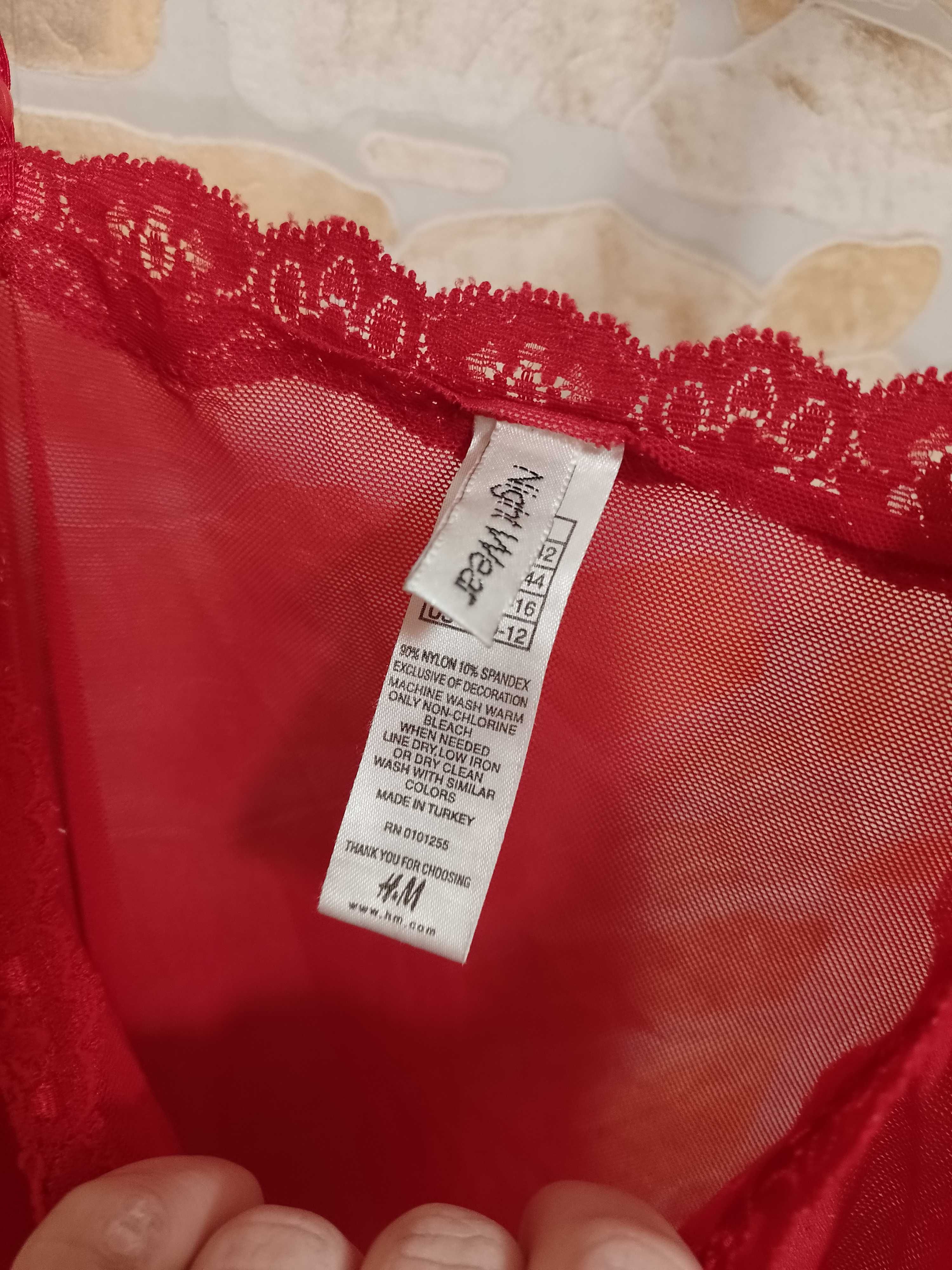 )40/42) (L/XL) H&M/ czerwona halka/ koszulka nocna