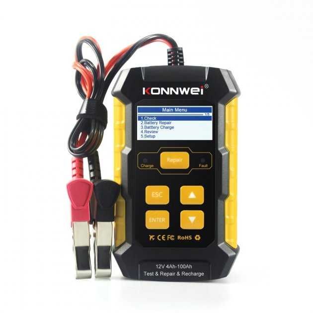 Зарядка тест пускове акумулятора Konnwei KW510 lancol micro500 bm580