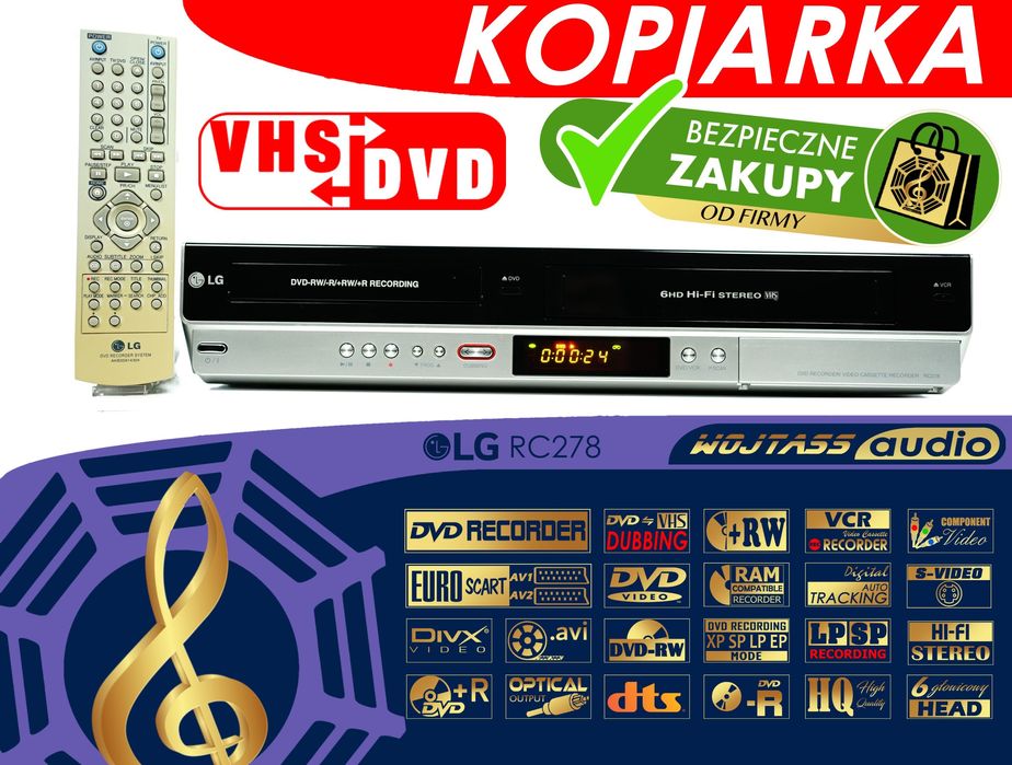 Kopiarka przegrywarka VHS na DVD * LG RC278 Combo Recorder