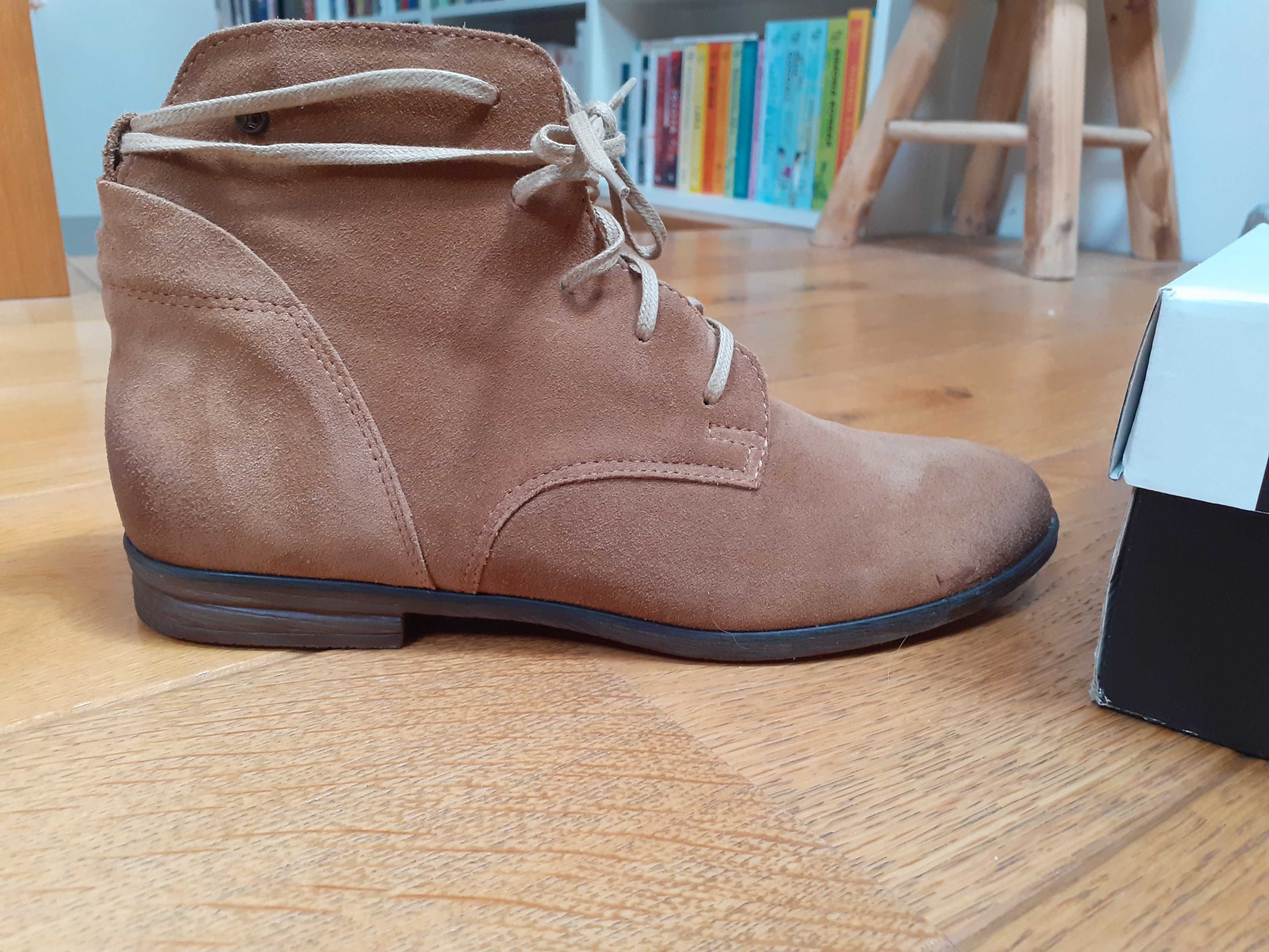 Botki buty Lemar 40 camel brąz  naturalny zamsz