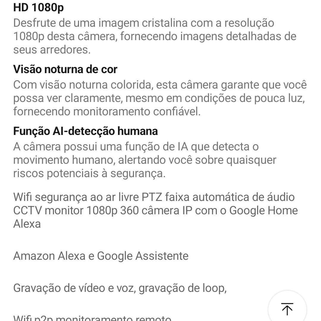 Câmera videovigilância WiFi