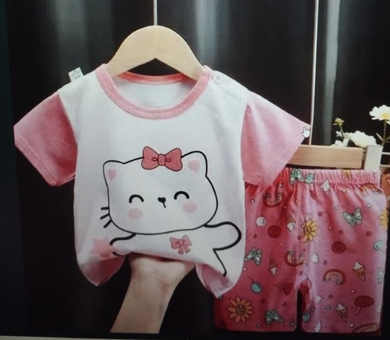Zestaw dla dziewczynki t-shirt plus krótkie spodenki odzież niemowlęca